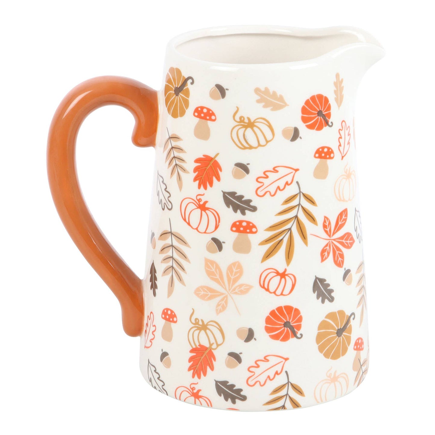 Autumn Leaves and Pumpkin Ceramic Fall Flower Jug