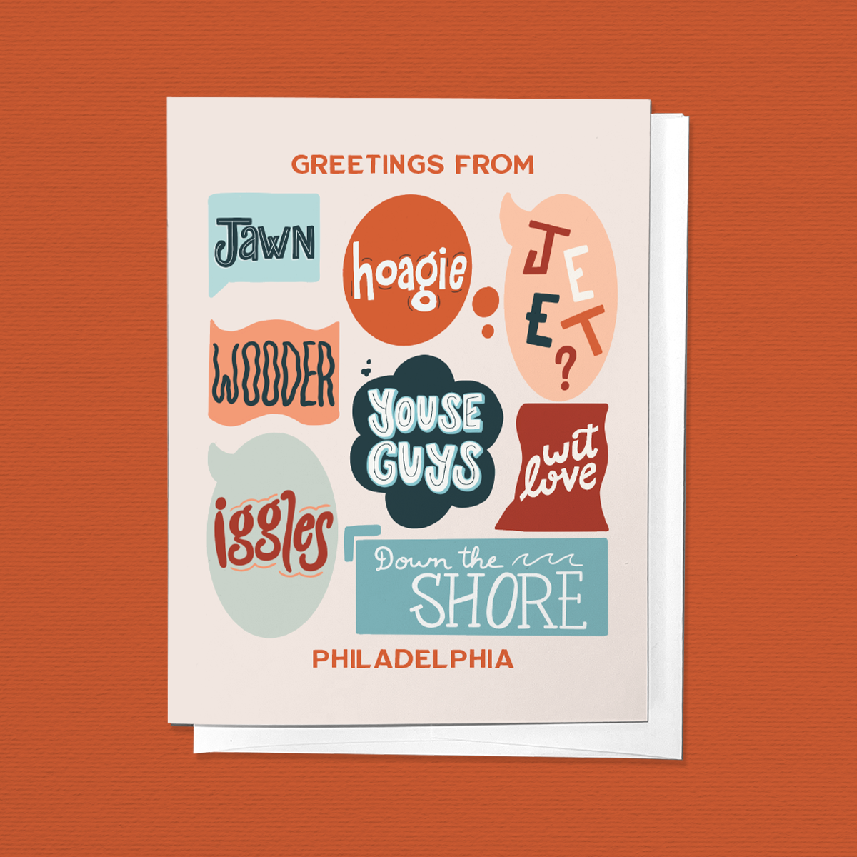 Greetings from Philadelphia Slang and Sayings Greeting Card