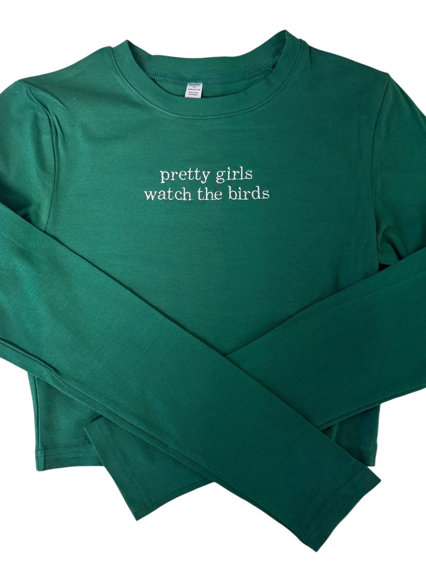 Pretty Girls Watch The Birds Cropped Long Sleeve (Embroidered)