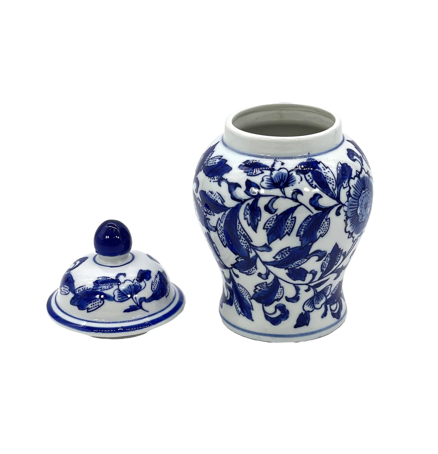 Small Chinoiserie Ceramic Decorative Tea & Ginger Jar 8"