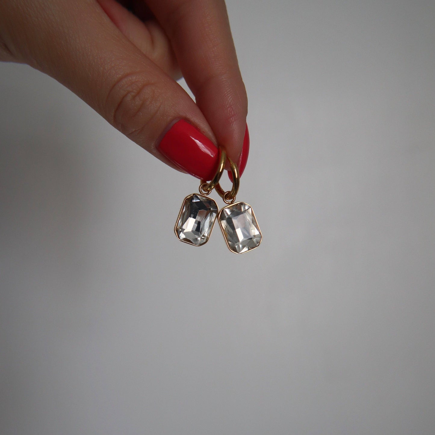 Naomi Hoops - White | Zircon Drop Hoops