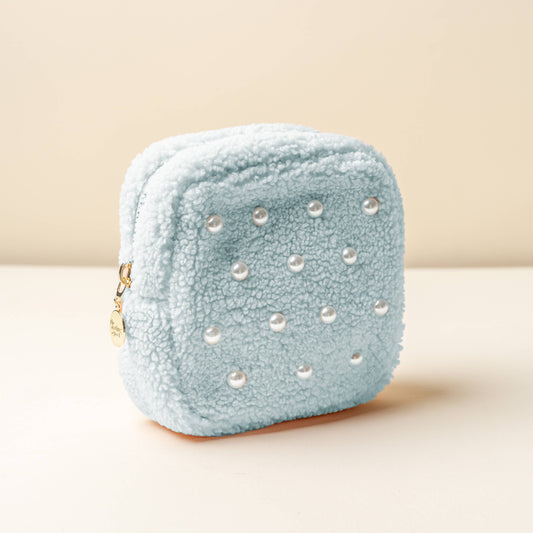 Teddy Pouch-Square Pearl Blue