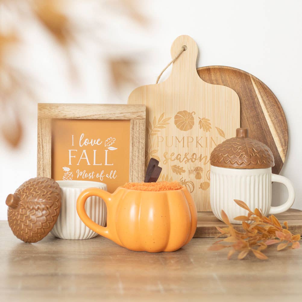 Orange I Love Fall Most of All Wooden Autumn Frame Sign