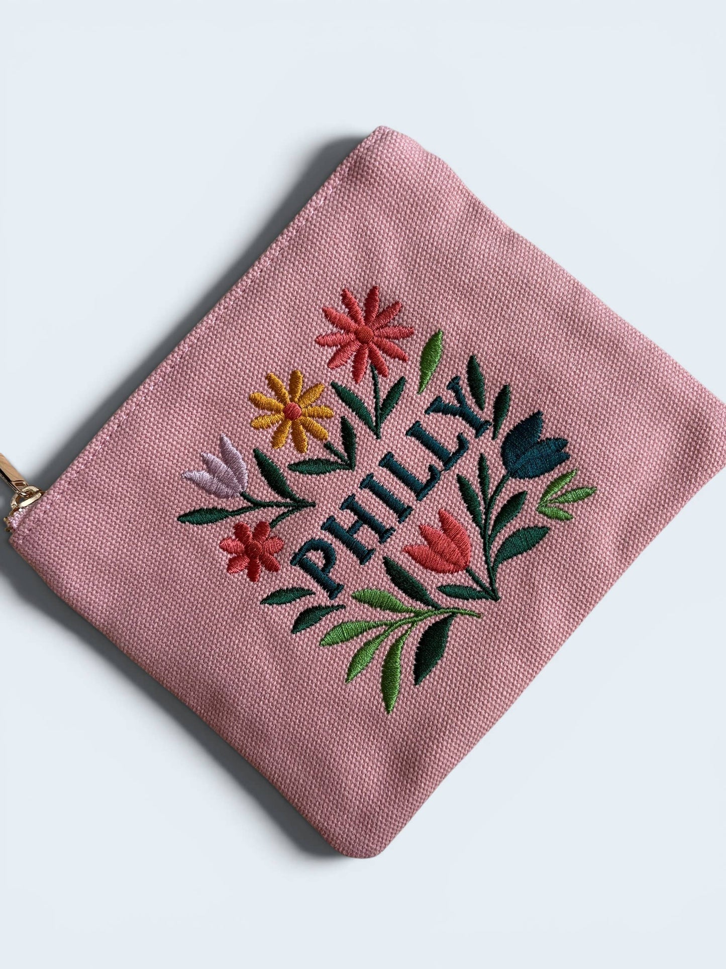 Philly Embroidered Floral Pink Pouch Jewelry Storage Wallet