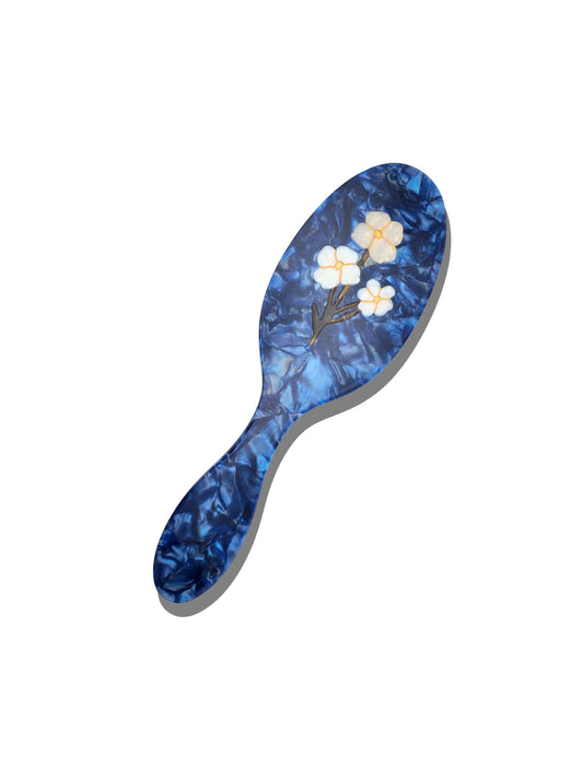 White Flowers Hand-painted Hair Brush