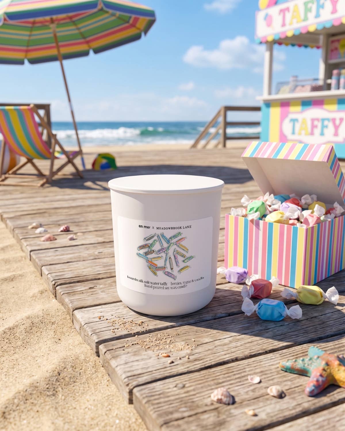Salt water taffy | soy wax candle by en mer x Meadowbrook Ln