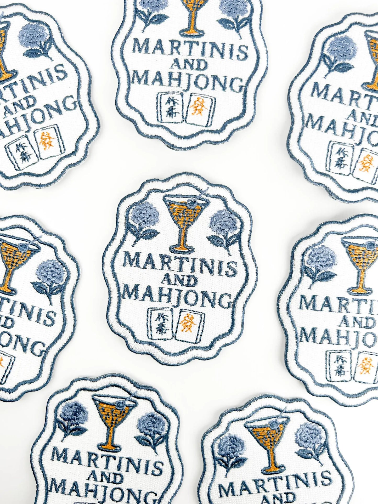 Martinis and Mahjong Patch Embroidered Iron-On Game Night
