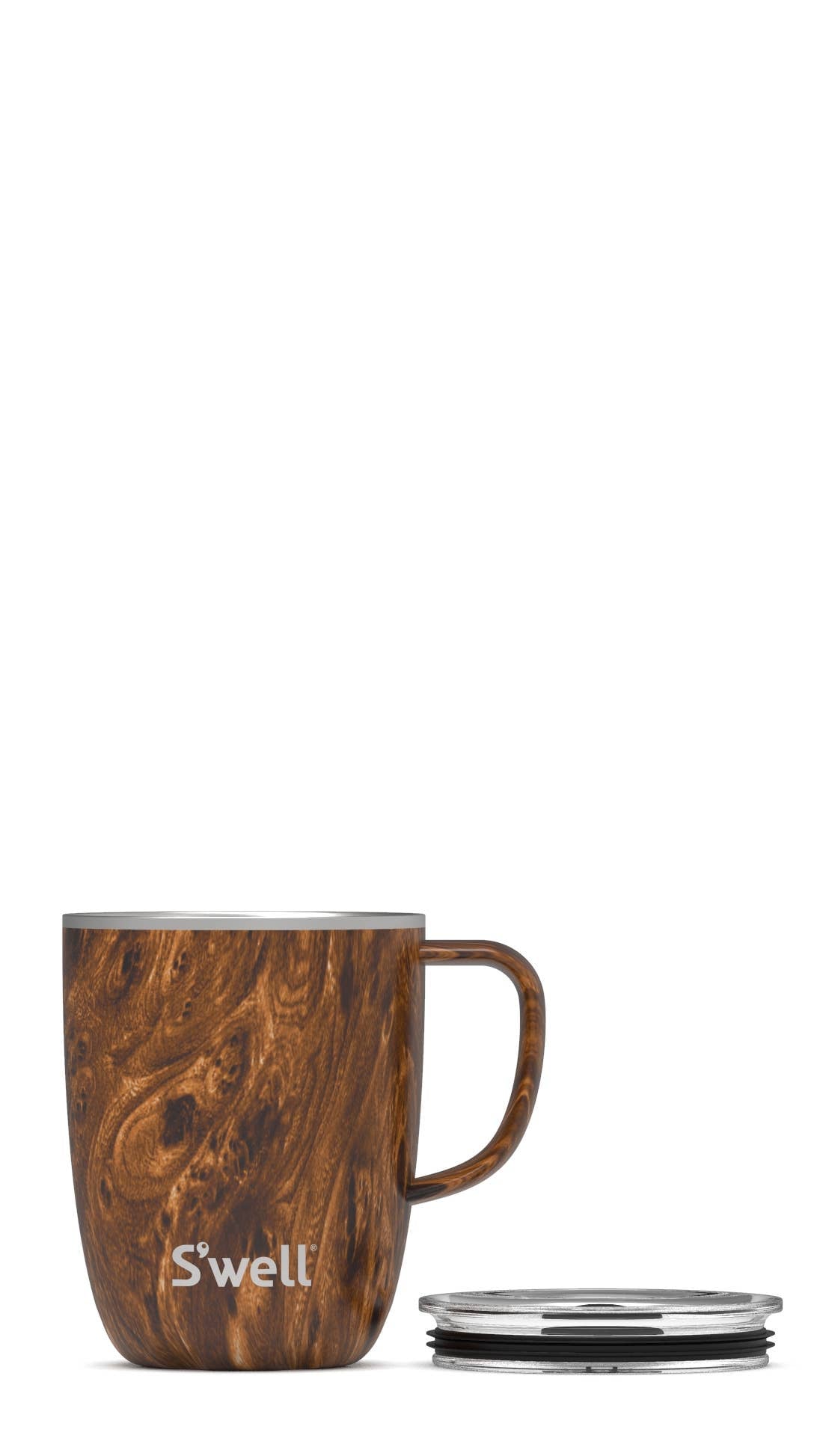 Stainless Steel Teakwood 12oz Mug with Handle