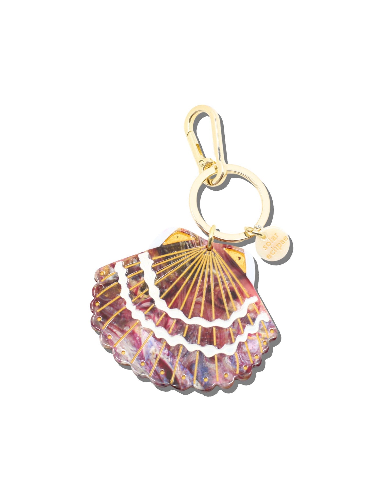 Hand-painted Seashell Bag Charm + Keychain | Eco-Friendly