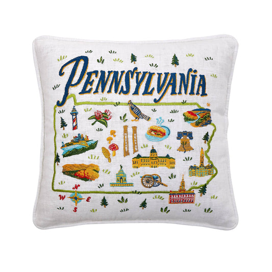 Pennsylvania Embroidered Pillow - Angela Staehling