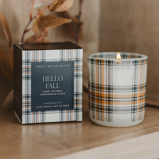 Hello Fall 12 oz Boxed Soy Candle - Fall Decor