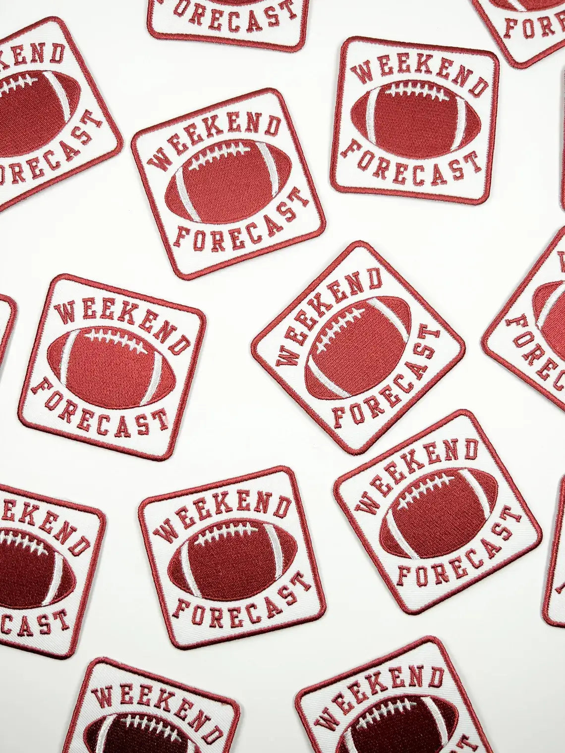 Weekend Forecast Embroidered Iron-On Patch with Football
