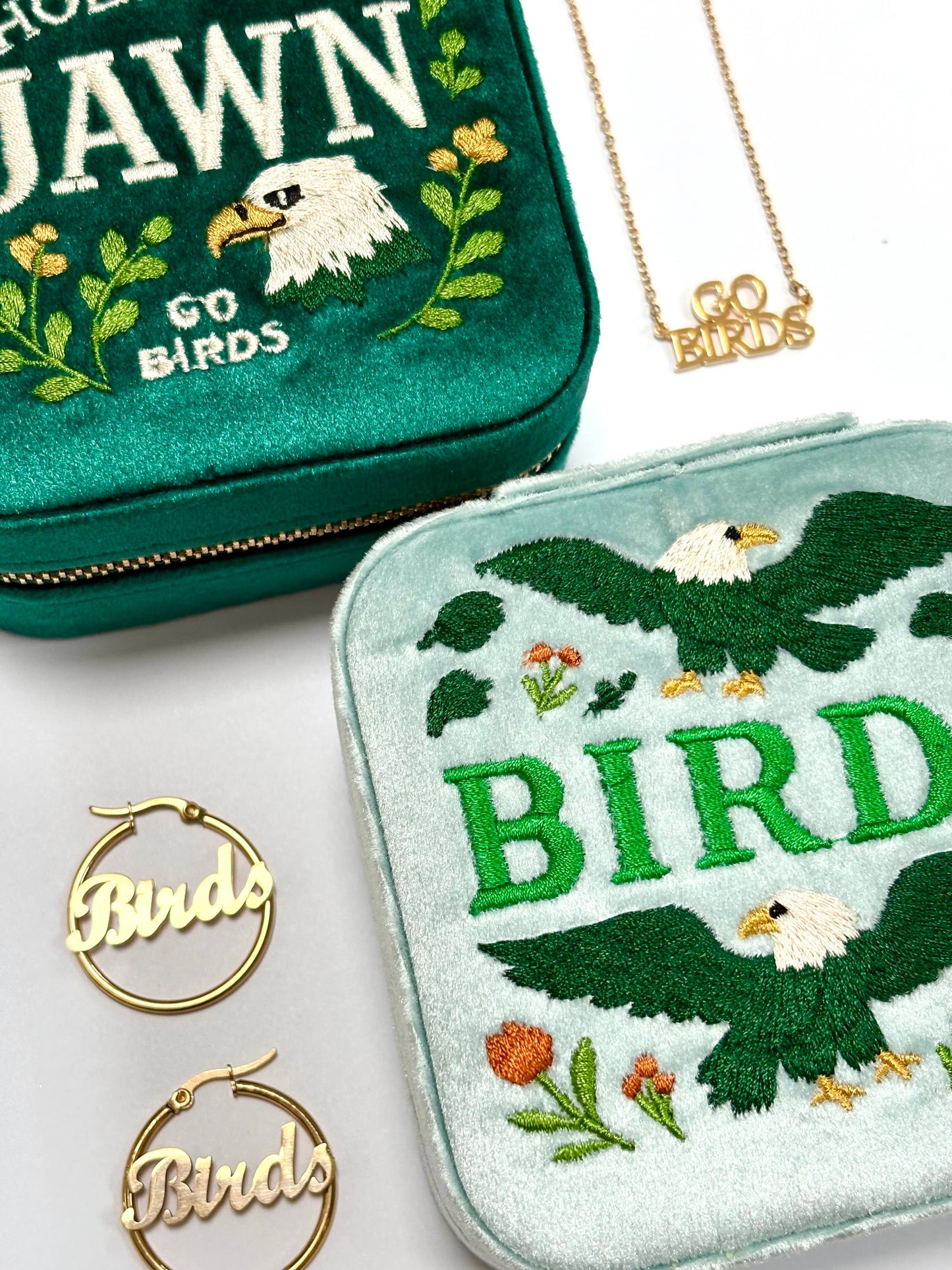 Birds Velvet Jewelry Travel Case Box Philadelphia Eagles 