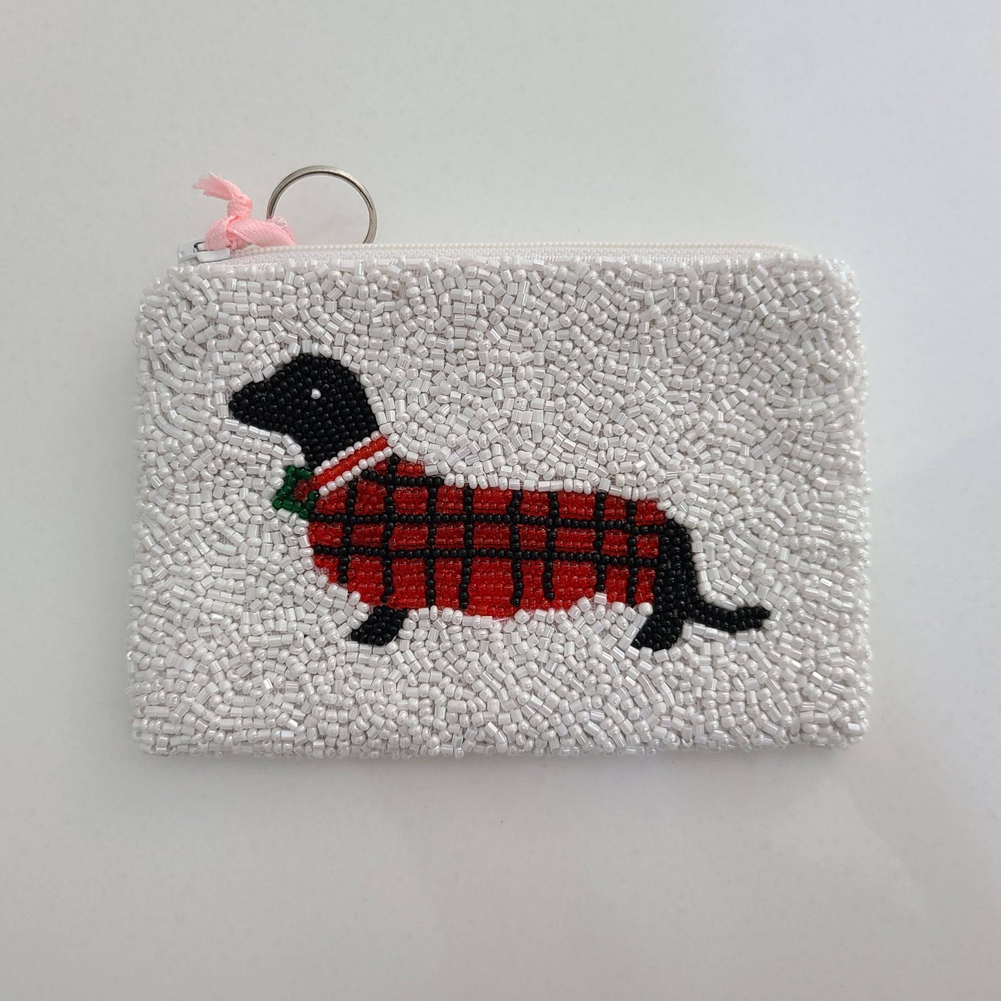 Christmas Dog Beaded Pouch