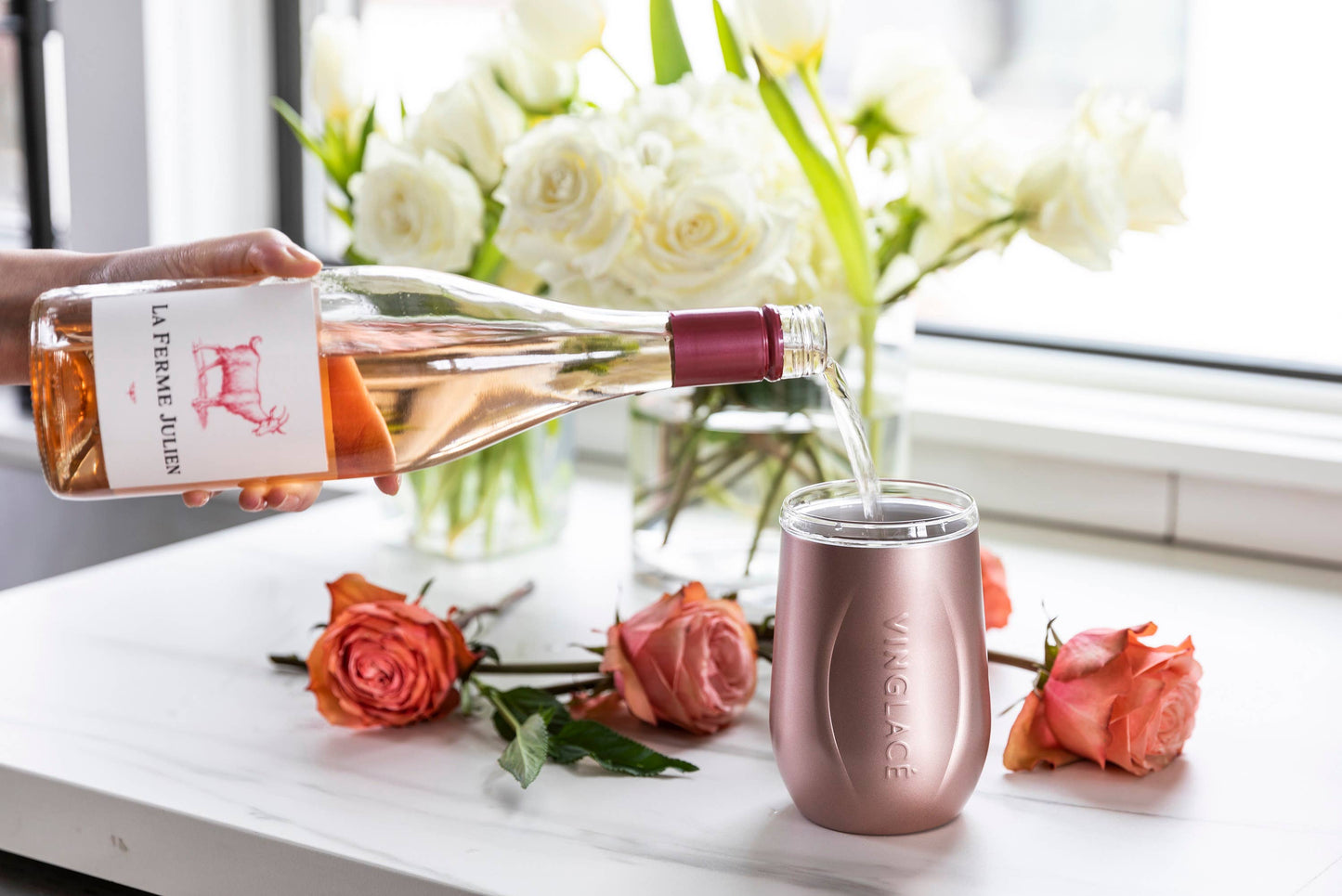 Rose Gold Stemless Wine Glass