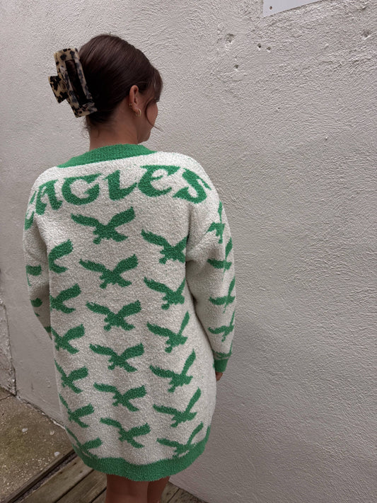 Birds Heavy Weighted Fleece Cardigan Eagles