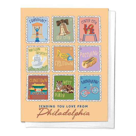 Sending You Love From Philadelphia Stamps Greeting Card