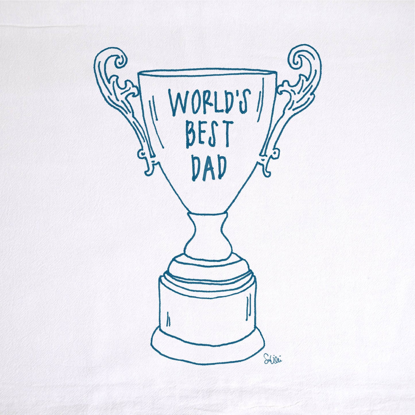 World's Best Dad Trophy Tea Towel