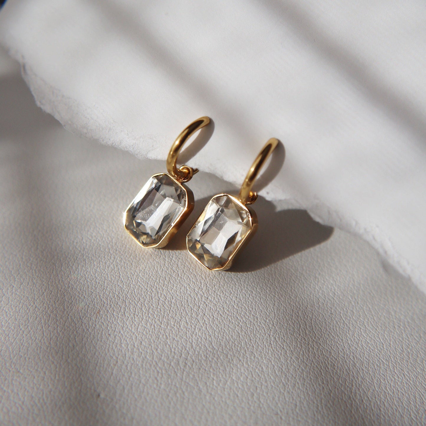 Naomi Hoops - White | Zircon Drop Hoops