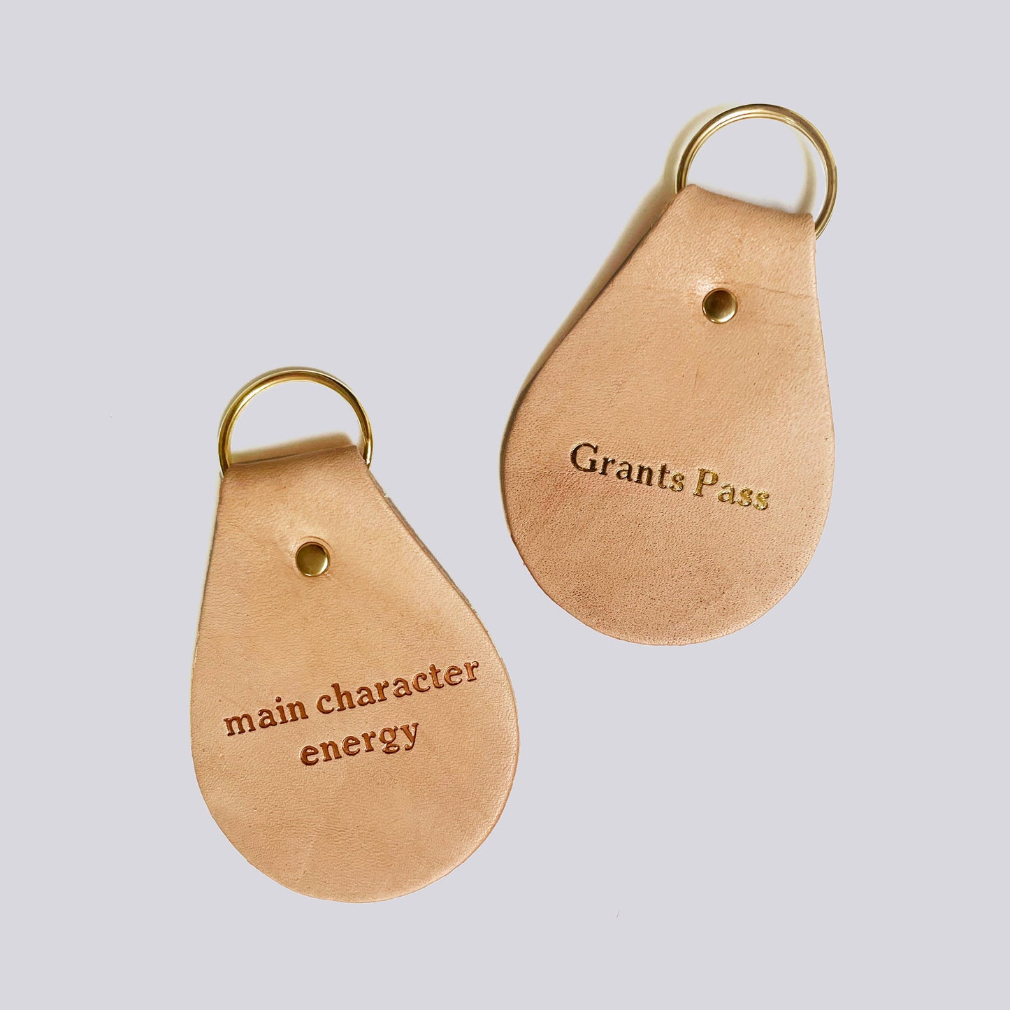 Foil Embossed Custom Text Leather Keychain