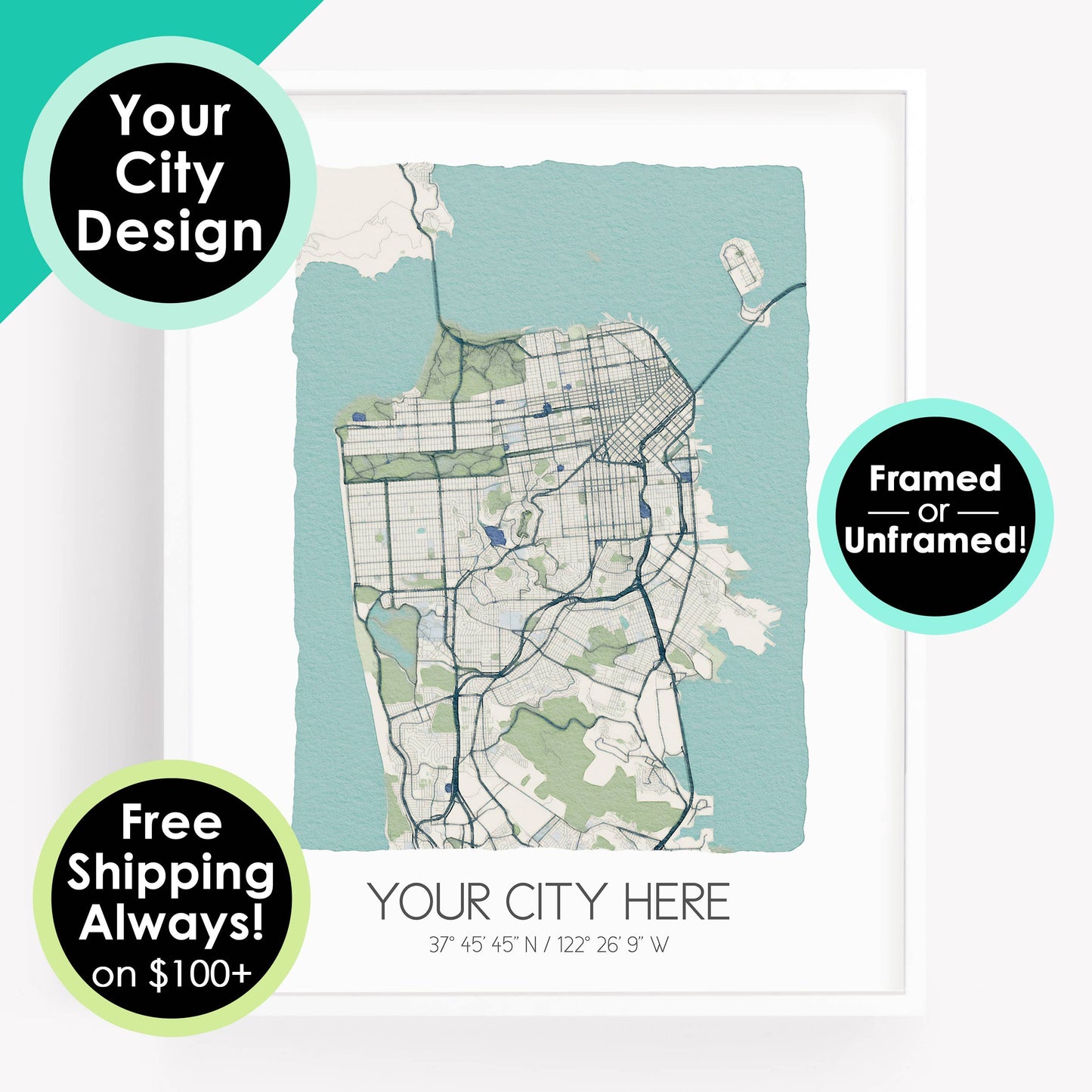 Delco City Map Print