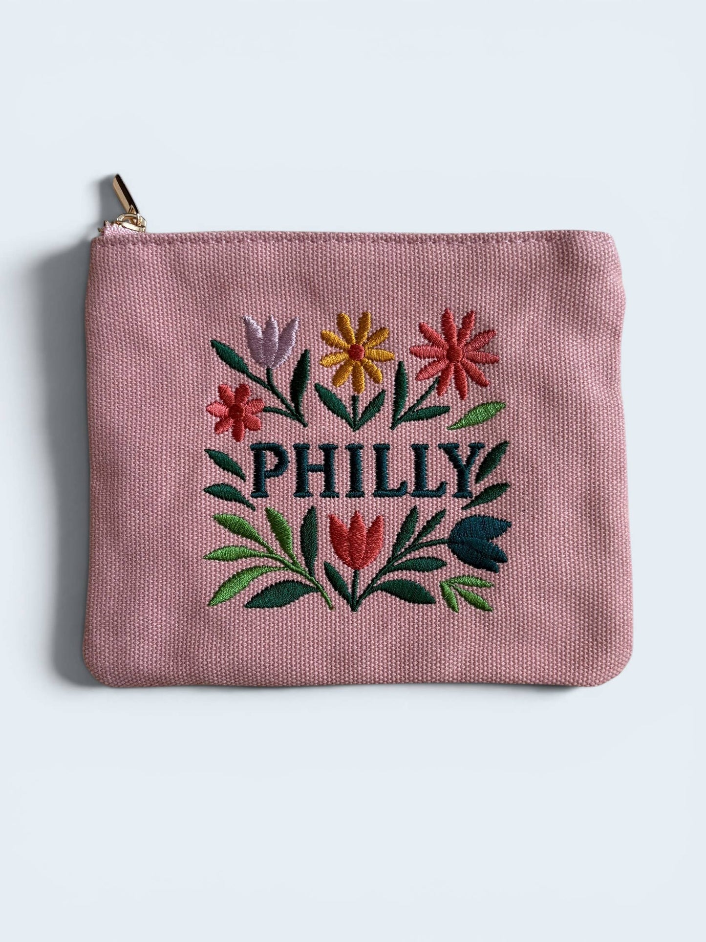 Philly Embroidered Floral Pink Pouch Jewelry Storage Wallet