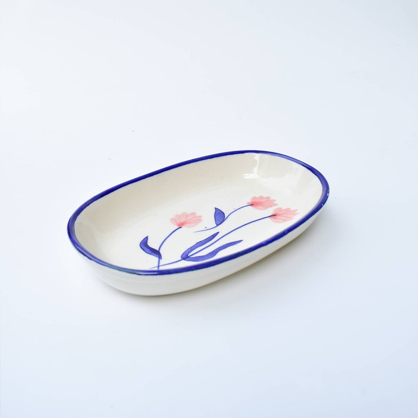 Handmade Ceramic Serving bowl - Camellia, 1.5 x 8 x 4 Inches