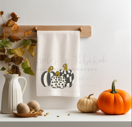 Black & White 3 Trio Pumpkins Tea Towel