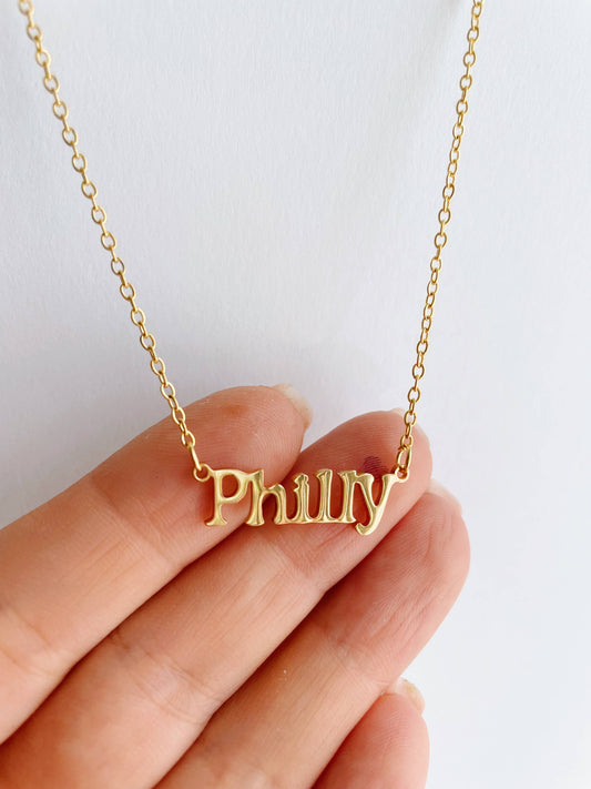 PHILLY Necklace ~ Gold Philadelphia themed Pendant