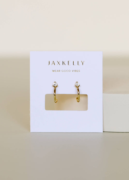 Open Mini Hoop - White & Gold Earrings