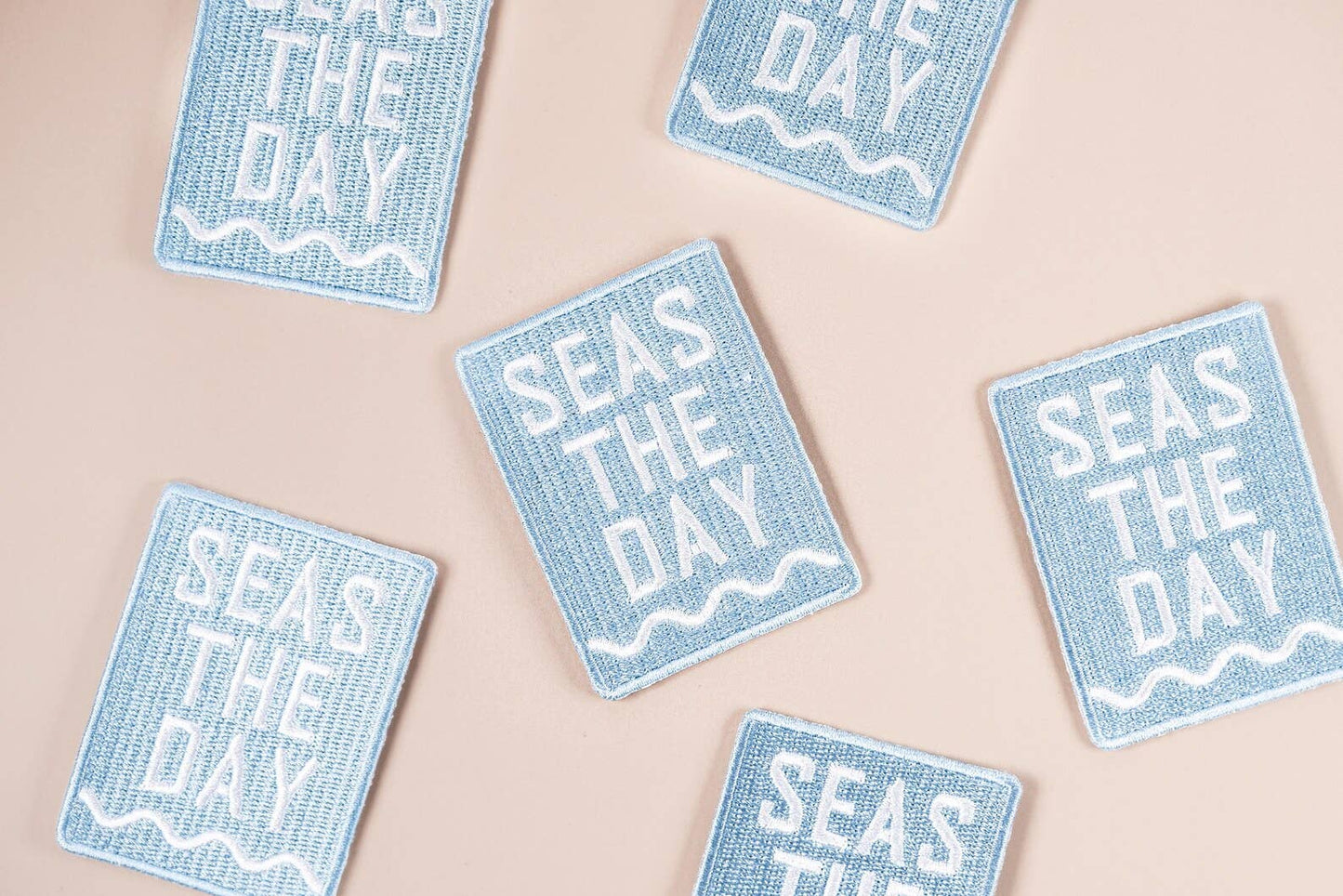 Seas The Day Embroidered Iron-On Patch Beach Nautical Coast