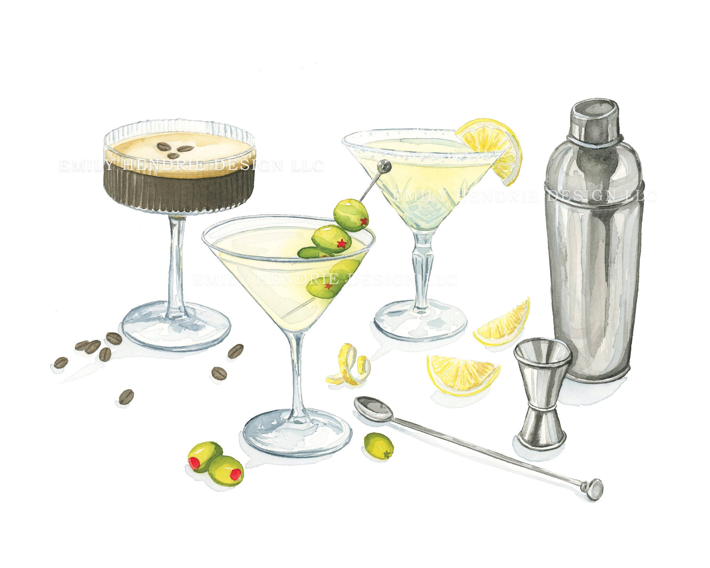 Martini's Watercolor Art Print