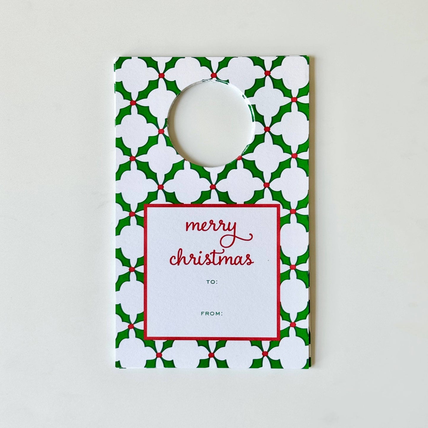 Holly Trellis, Red - Wine Tags Set