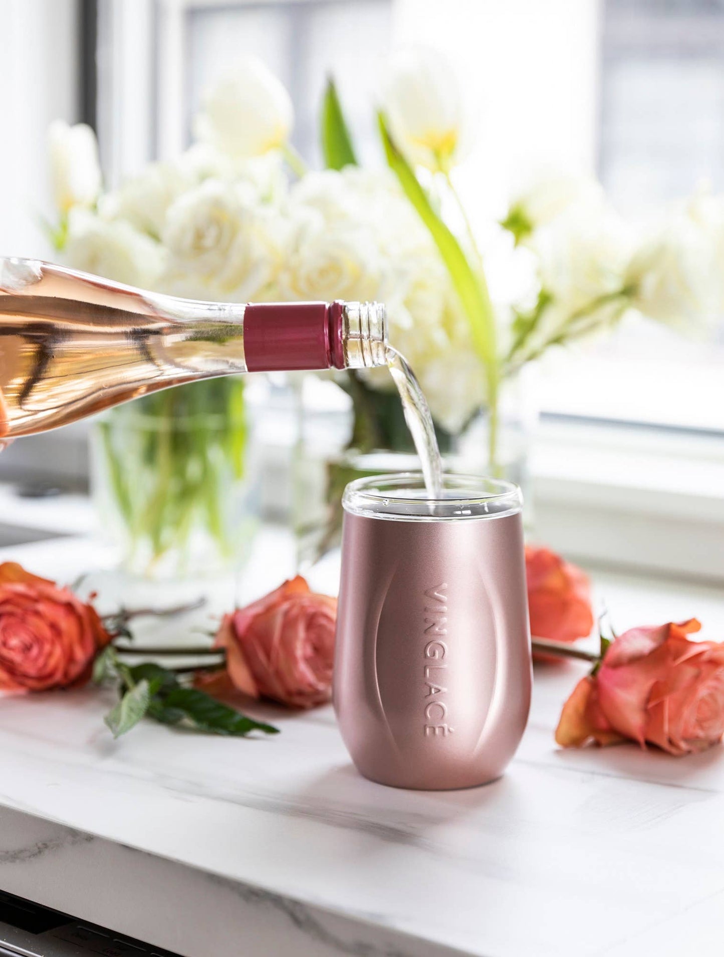 Rose Gold Stemless Wine Glass