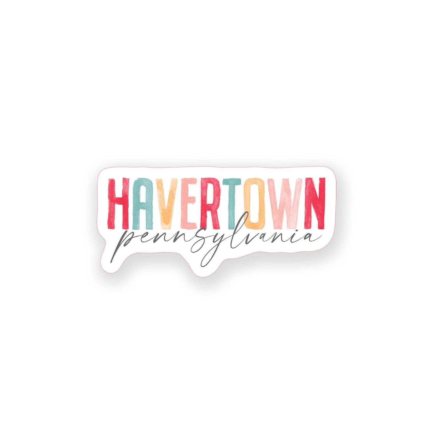 Vinyl Sticker-Watercolor City Havertown Pennsylvania