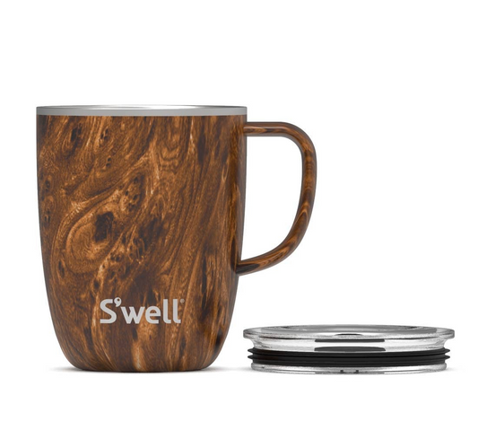 Stainless Steel Teakwood 12oz Mug with Handle