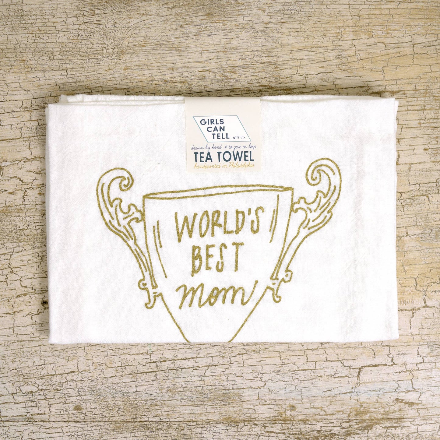 World's Best Mom Trophy Tea Towel
