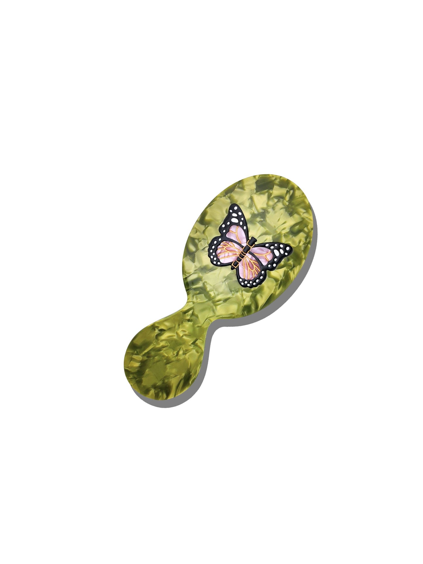 Hand-painted Pink Butterfly Hair Brush