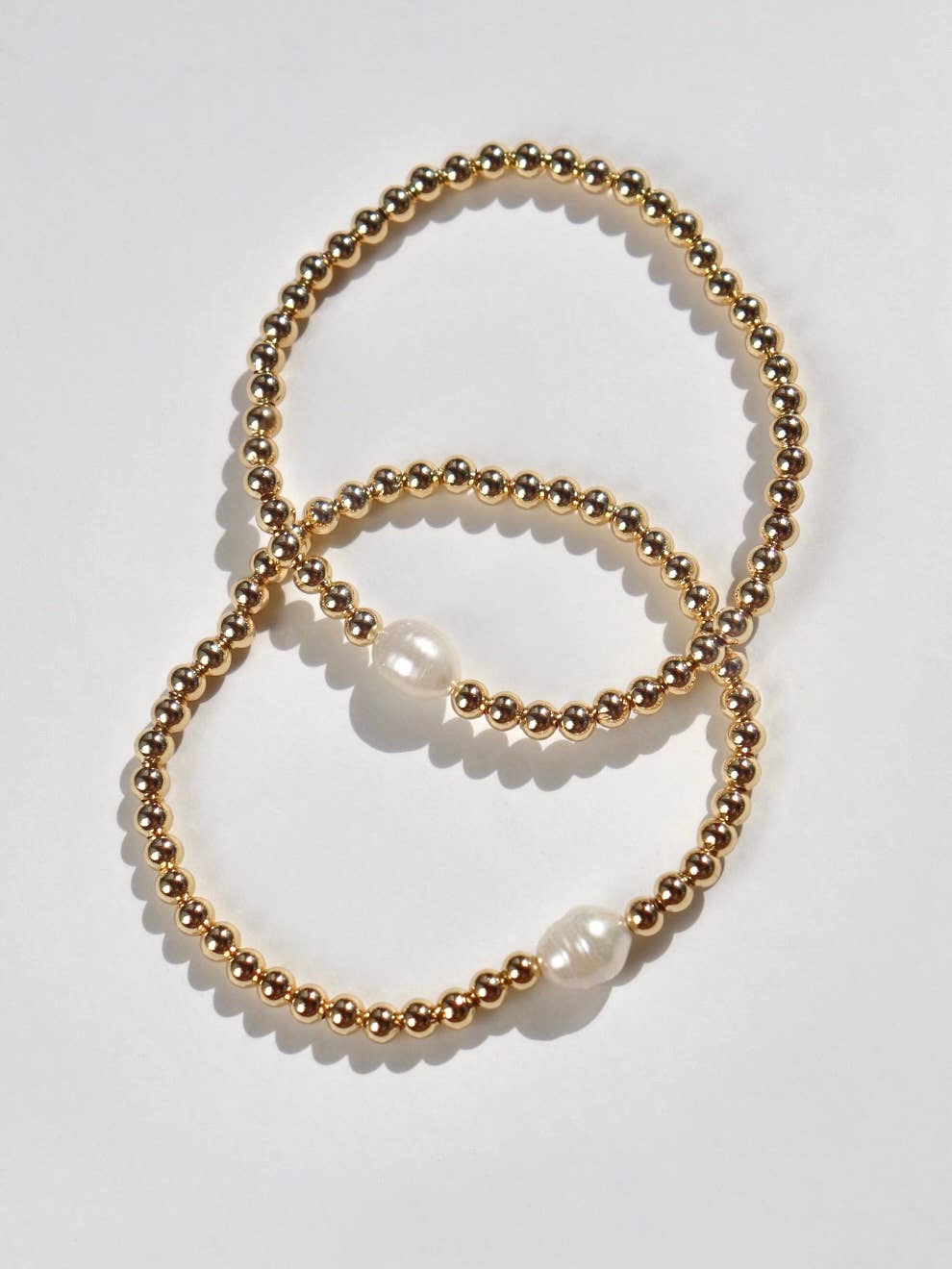 Anna Handmade Stretchy Gold Bead Bracelet Freshwater Pearl