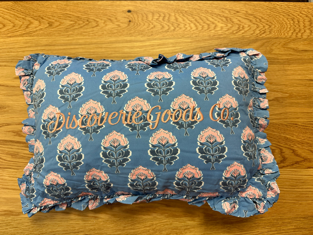 Place Ruffled Embroidered Pillow