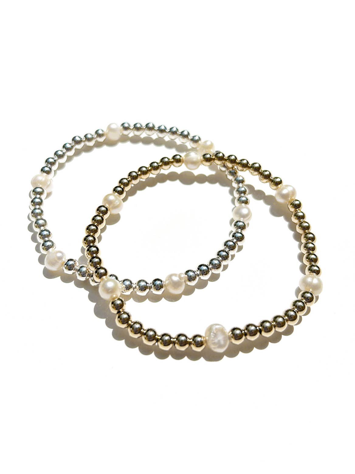 Grace Handmade Stretchy Gold Bead Bracelet Freshwater Pearls