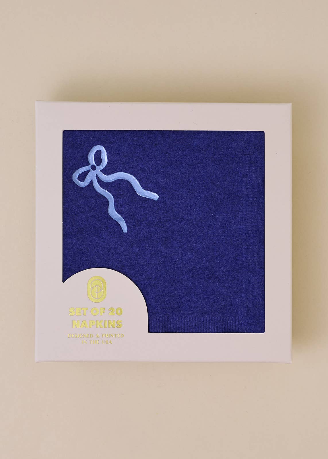 Coquette Navy Bow Cocktail Paper Beverage Napkin - Set of 20