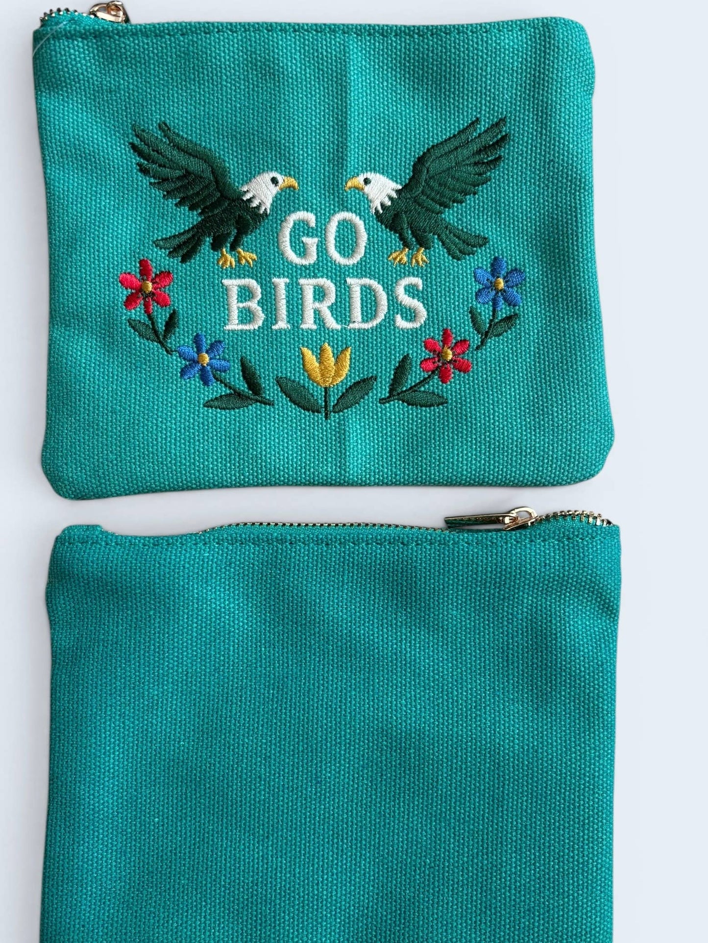 Birds Embroidery Floral Cream Pouch Jewelry Storage Wallet