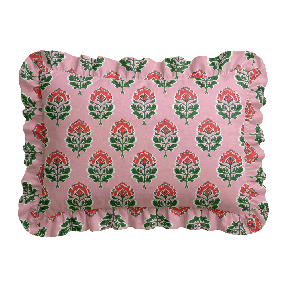 Place Ruffled Embroidered Pillow