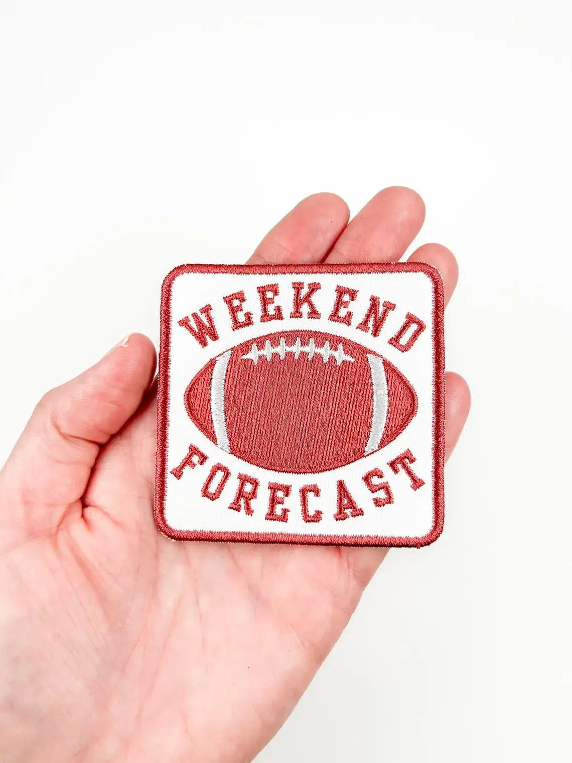 Weekend Forecast Embroidered Iron-On Patch with Football