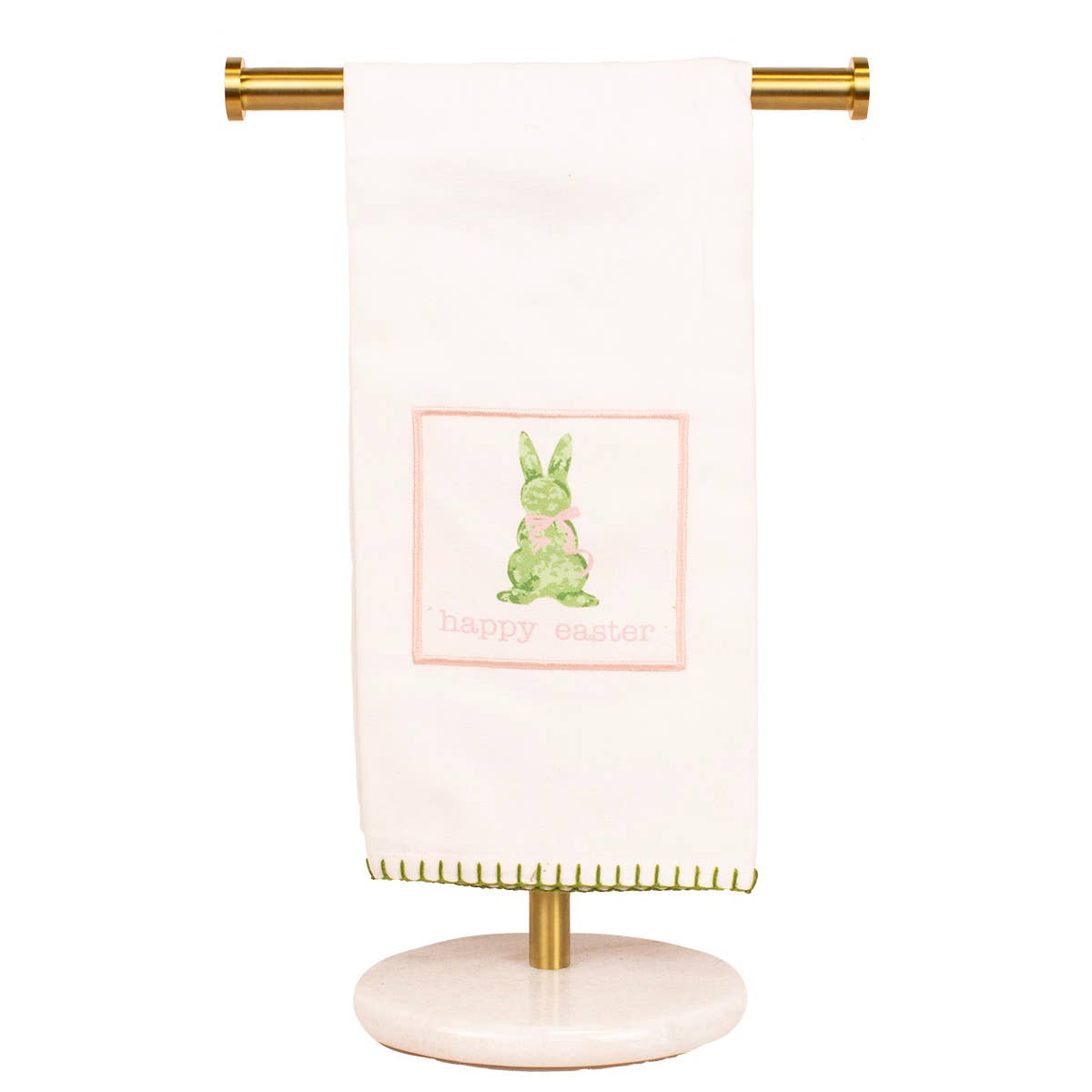 Easter Boxwood Bunny Hand Towels   White/Pink/Multi   20x28   Set of 2