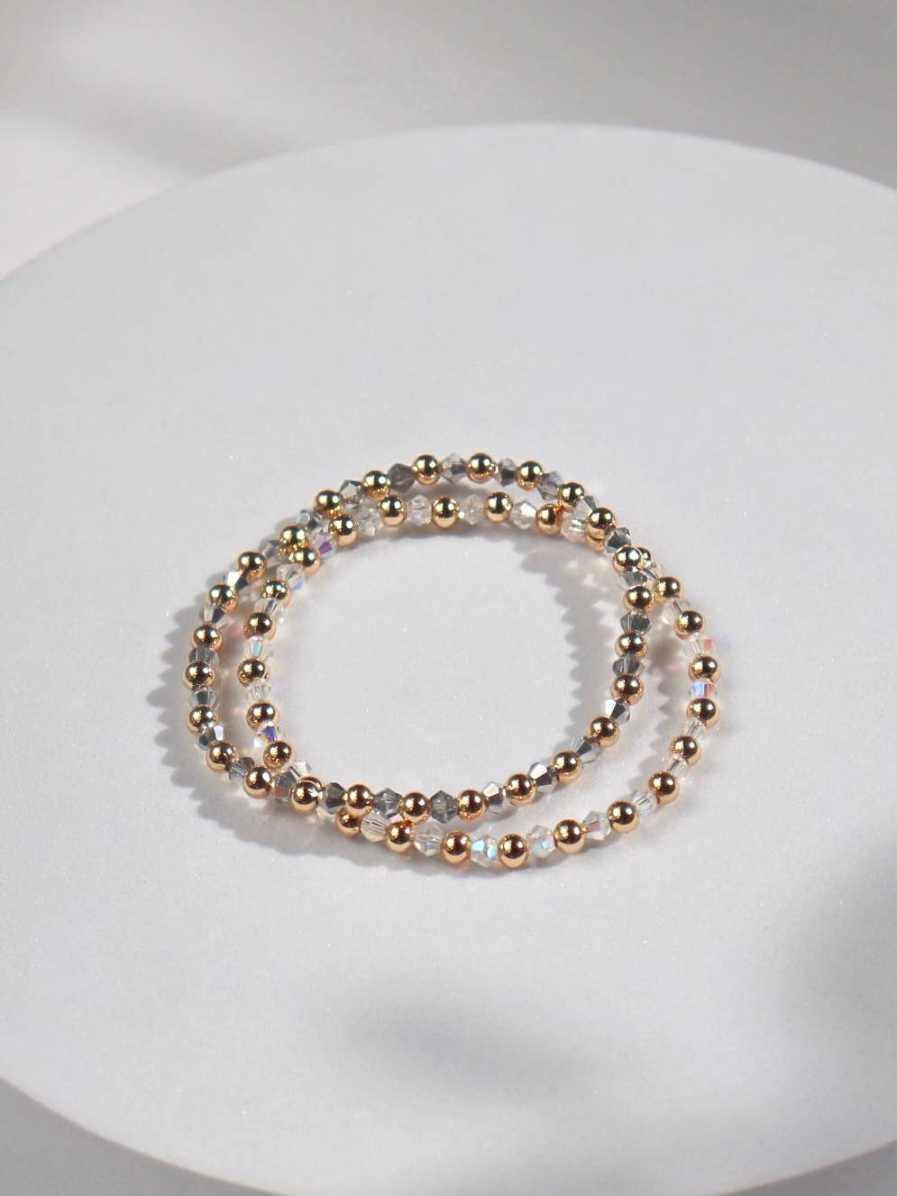 Jane Stretchy Bracelet with Artisan Crystal and Gold Beads