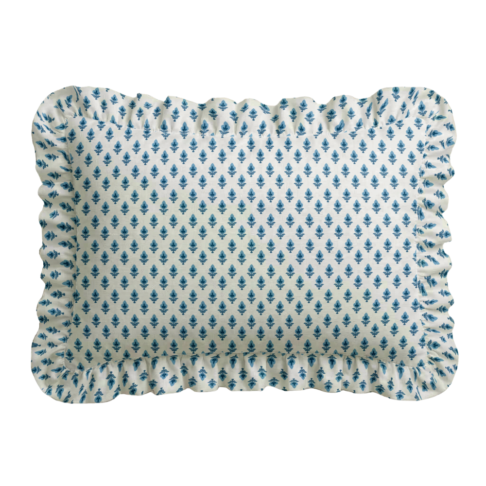 Place Ruffled Embroidered Pillow