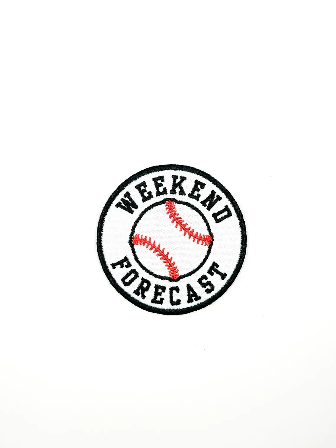 Weekend Forecast Embroidered Iron-On Patch with Baseball