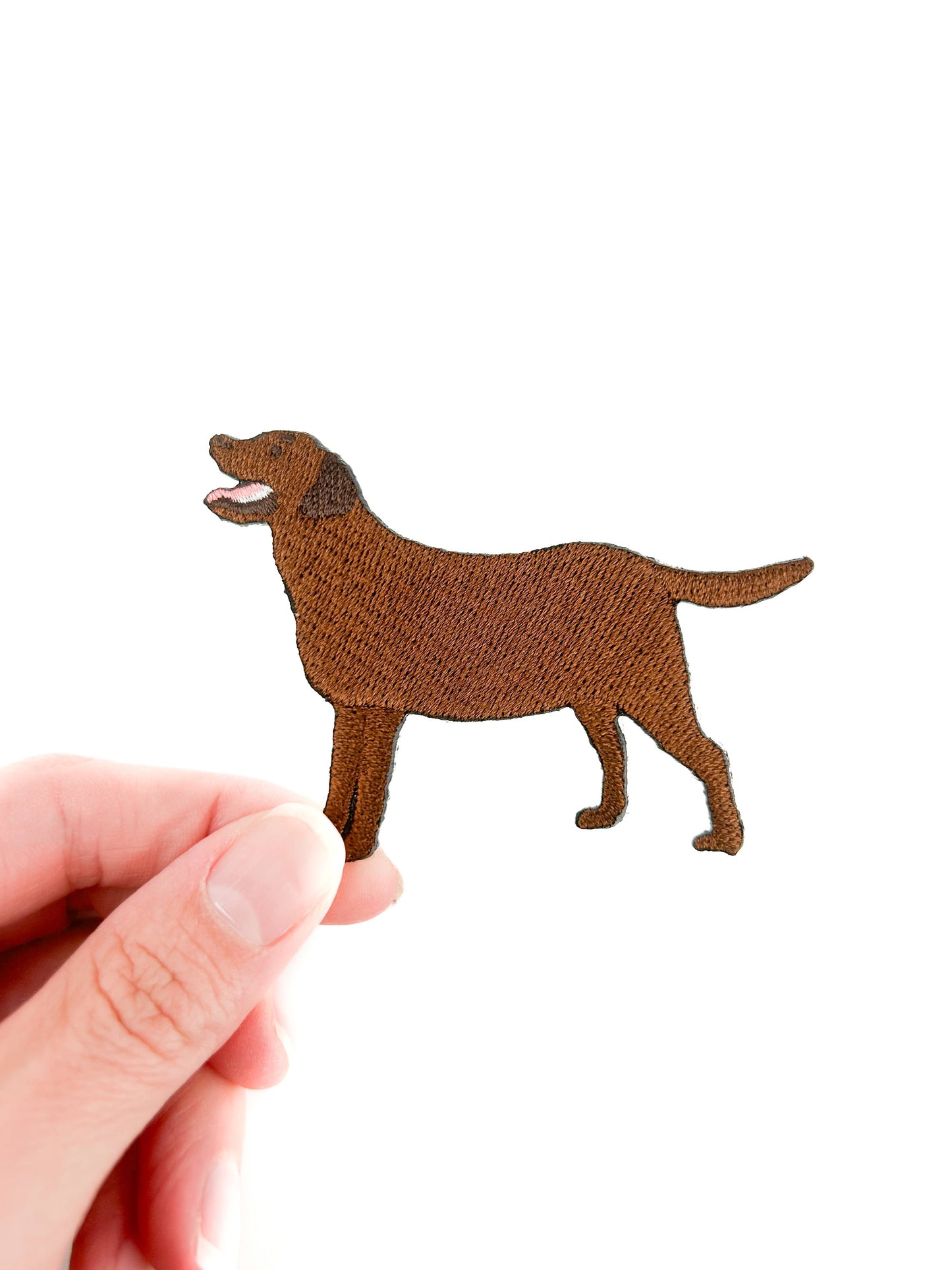Chocolate Labrador Embroidered Iron On Patch | Dog Patch Lab